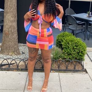 COLORFUL COLOR BLOCK TWO PIECE SET
